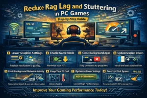 Step-by-step guide showing how to reduce lag and stuttering in PC games using performance optimization tips.