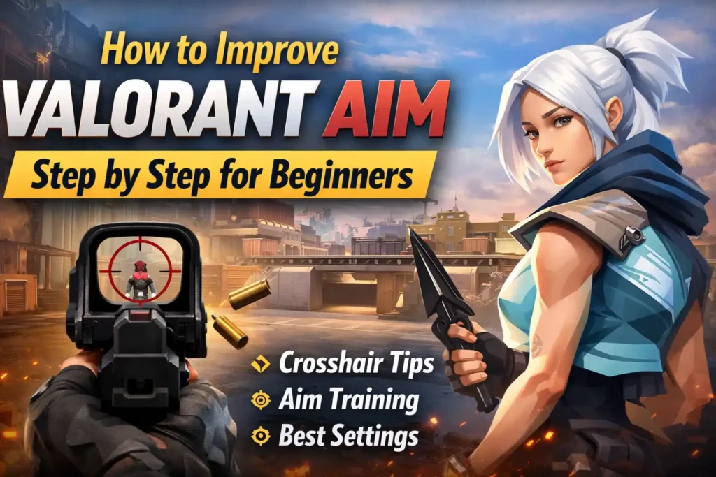 Player practicing aim in Valorant using crosshair placement and aim training techniques